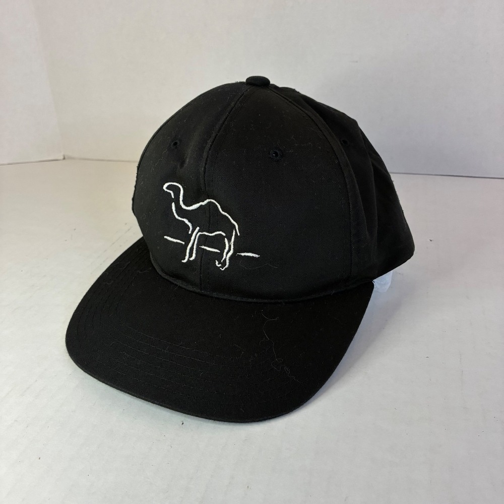Vintage Camel Cigarettes Joe Camel Outline Snapback Hat Black Embroidered Cap